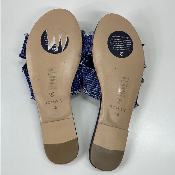 New Rothy’s The Knot Blue Frayed Slip On Sandals Size 7.5 - Picture 4 of 5